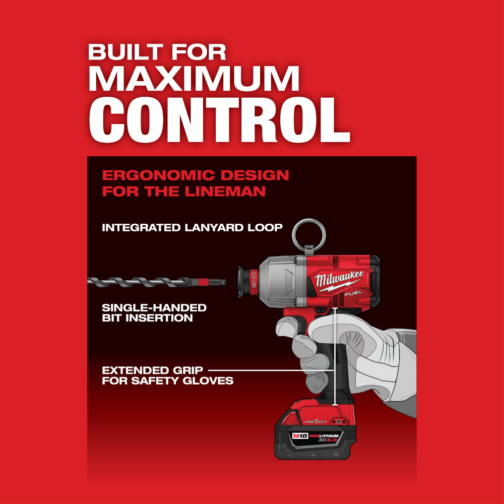 Milwaukee M18 FUEL 7/16 Inch Hex Lineman Utility High Torque Impact Wrench Kit with One Key from GME Supply